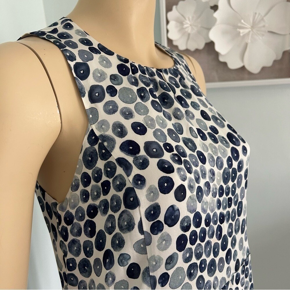 Nordstrom Collection Darlington Silk Blue Geometric Sheath Dress Pockets 4 - Picture 4 of 11